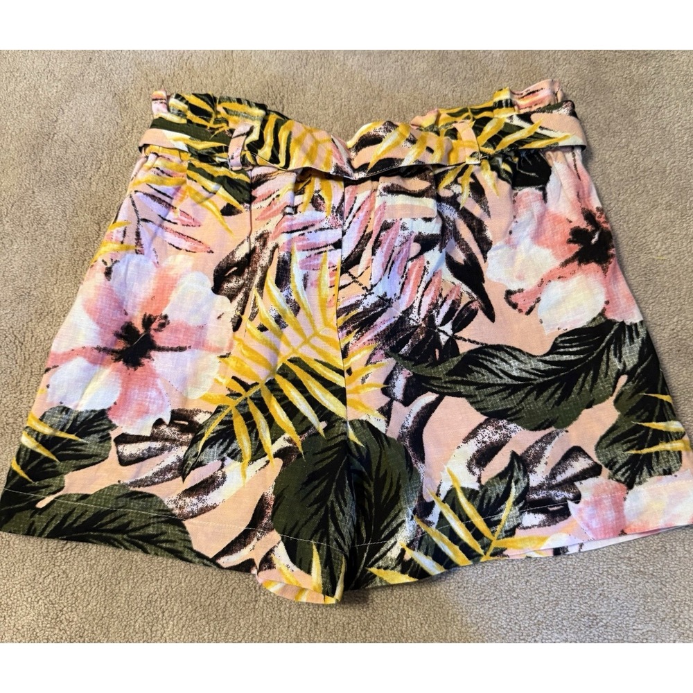 Women's Floral Tie‎ Waist Shorts - LASCANA - Pink/Black/Orange belted Preppy